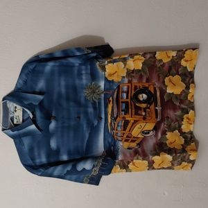 Koko Island Men's Short Sleeve Beach Scene Print Button Down